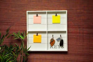 Rustic hallway key holder with decorative white finish