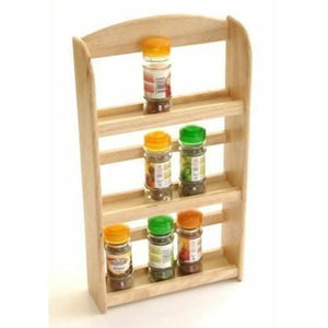 Wooden spice storage shelf in modern kitchen