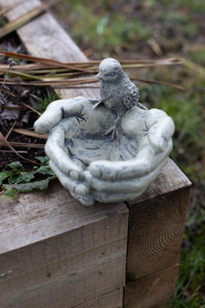 Decorative hands bird bath garden ornament
