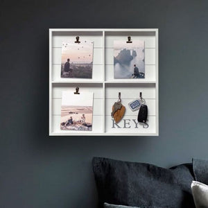 Rustic wall key holder with photo frame