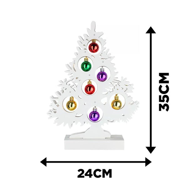 Rustic wooden Christmas tree displayed on mantelpiece