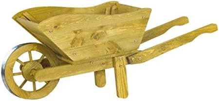 Rustic wooden wheelbarrow garden planter