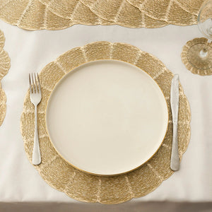 Set of 6 Round Gold Placemats And Coaster