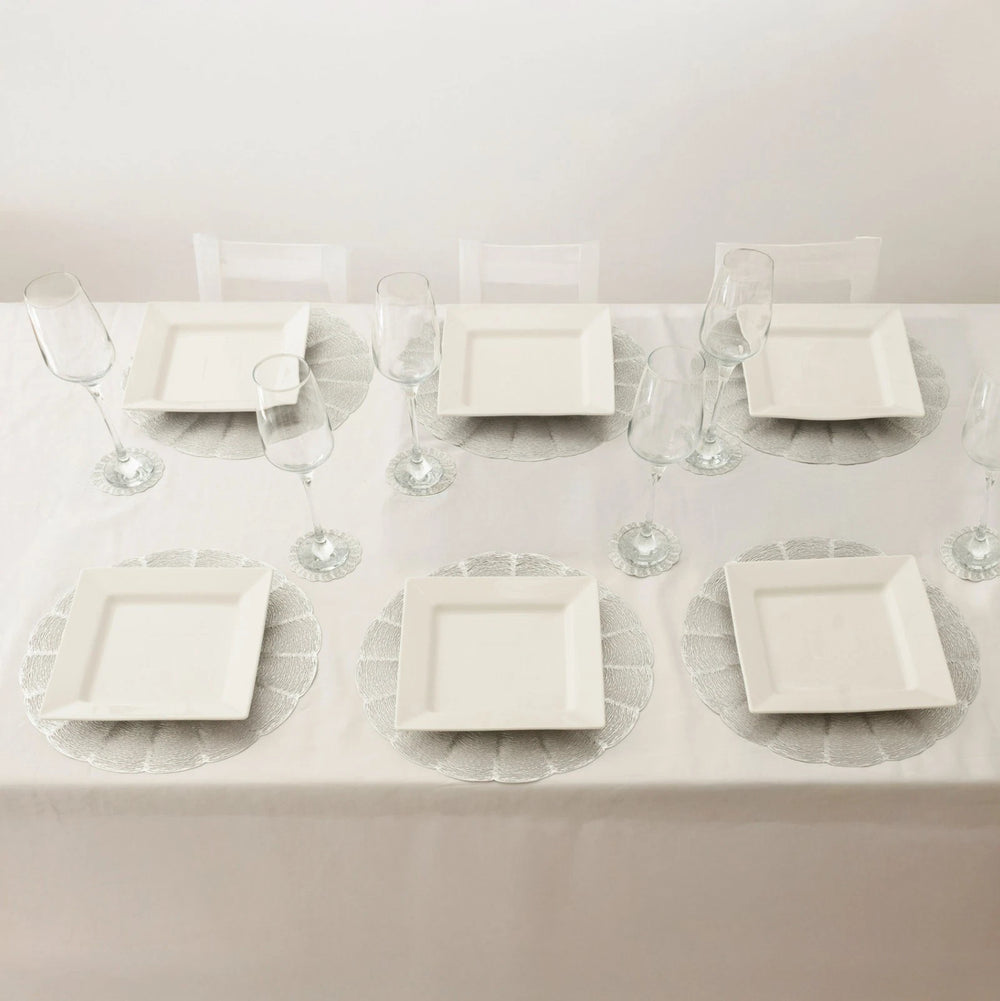 Set of 6 Silver Round Placemats And Coaster
