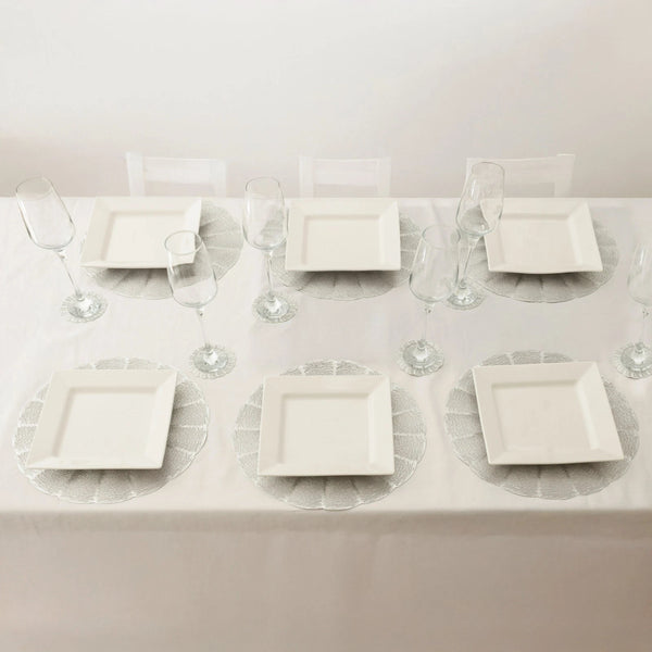 Set of 6 Silver Round Placemats And Coaster