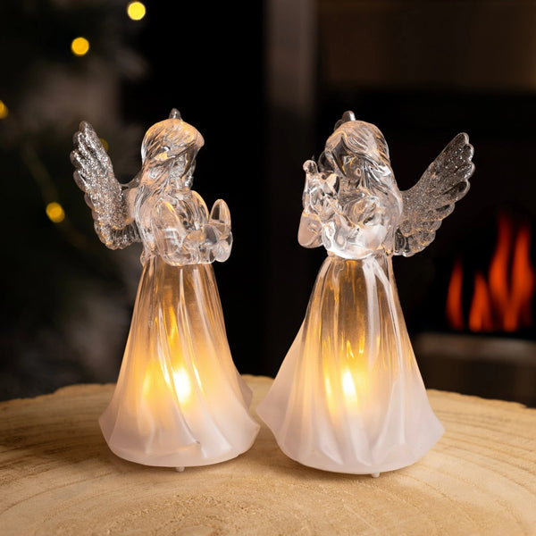 Set of2 Christmas Light Up Angel Decoration