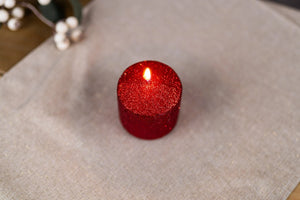 Small Red Glitter Pillar Candle