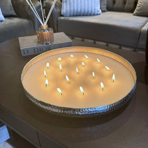 Large Silver Hammered Candle