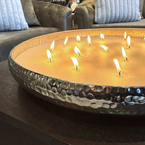 Large Silver Hammered Candle