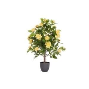 Regent's Rose Potted Plant Home Garden Faux Flowers - Yellow 80cm
