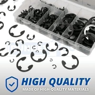 300pc E Clips Circlips Snap E-Clip 1.6mm to 22.2mm Assorted + Case Set