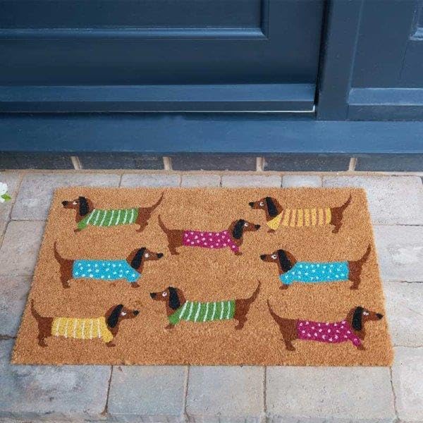 Sausage dog coir door mat for home entrance