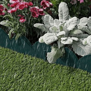 Plastic edging separating lawn and flower bed