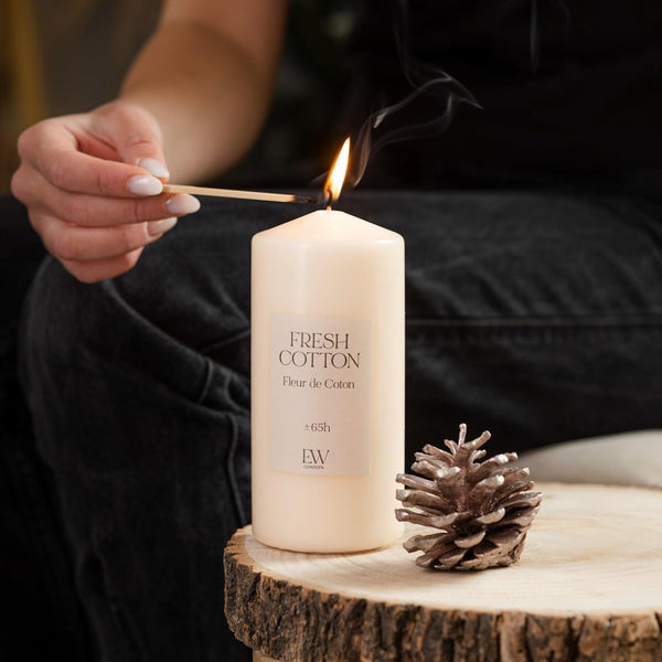 Fresh linen scented candle for indoor home decor