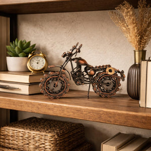 Handcrafted bronze effect metal motorbike ornament