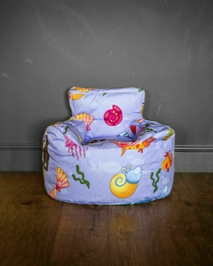 Lilac Pale Blue Kids Bean Bag Sea Pattern - COVER ONLY