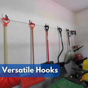 Heavy duty workshop hooks for equipment storage
