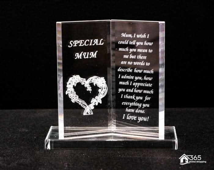 Special Mum ornamental glass book plaque