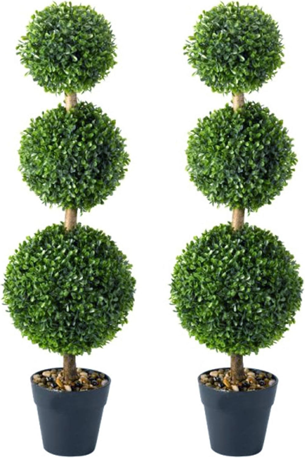 Set of two artificial topiary trees in pots