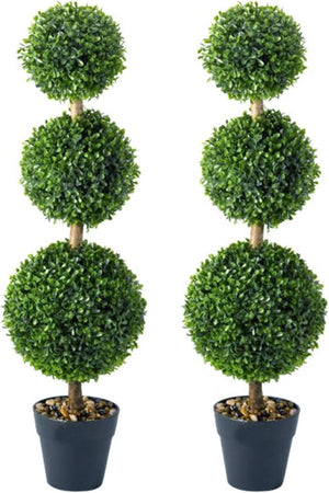 Set of two artificial topiary trees in pots