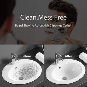 Shaving bib positioned around the neck during grooming