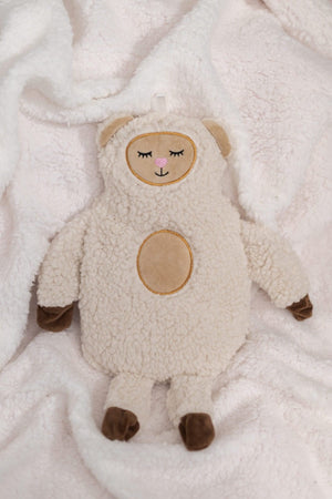 Soft animal cover with removable hot water bottle