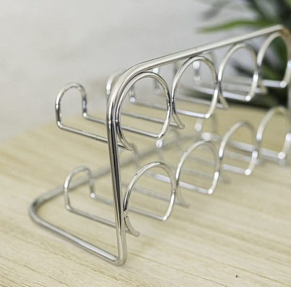 Eight Piece Free Standing Silver Carbon Steel Spice Rack with Chrome Finish