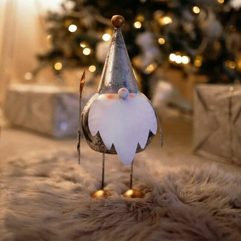 Silver and gold metal Christmas gonk figurine