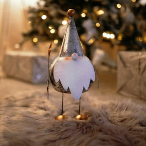 Silver and gold metal Christmas gonk figurine
