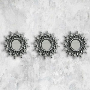 Three decorative silver mirrors for living room