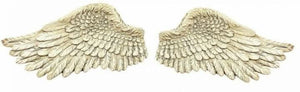 Silver feather wings displayed in a living room