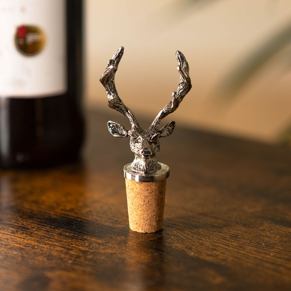 Silver stag wine bottle stopper