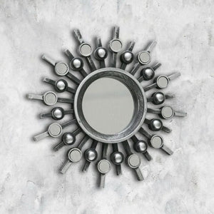 25cm silver starburst decorative mirrors