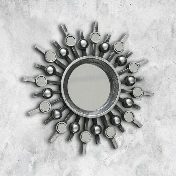 25cm silver starburst decorative mirrors