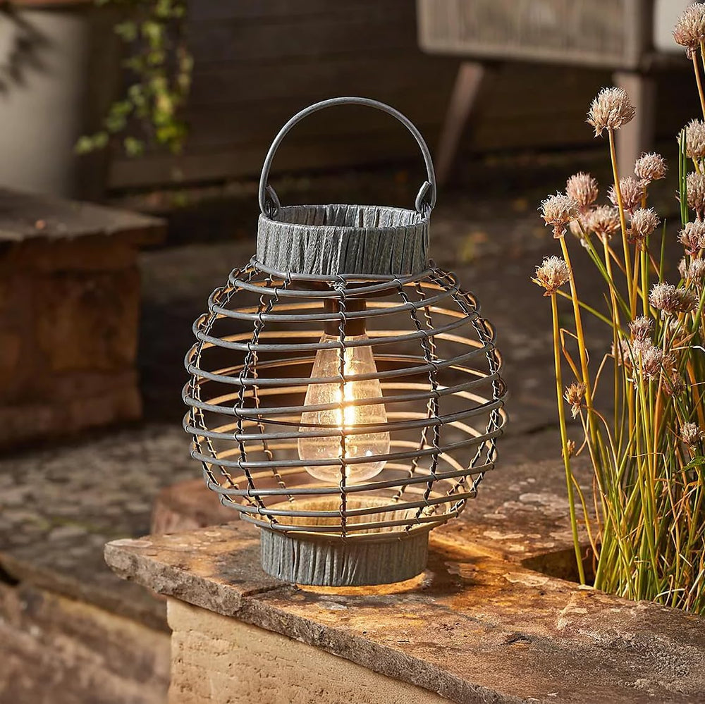 Slate rattan solar LED lantern