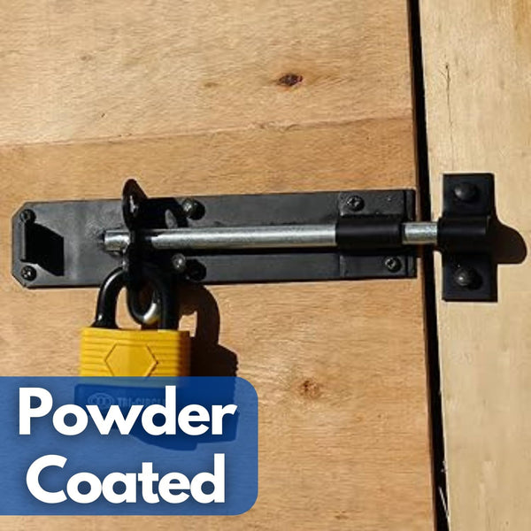 Sliding door bolt with padlock compatibility