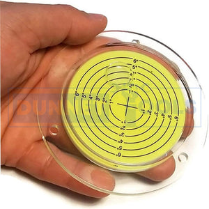 Compact bullseye level for workshop equipment.