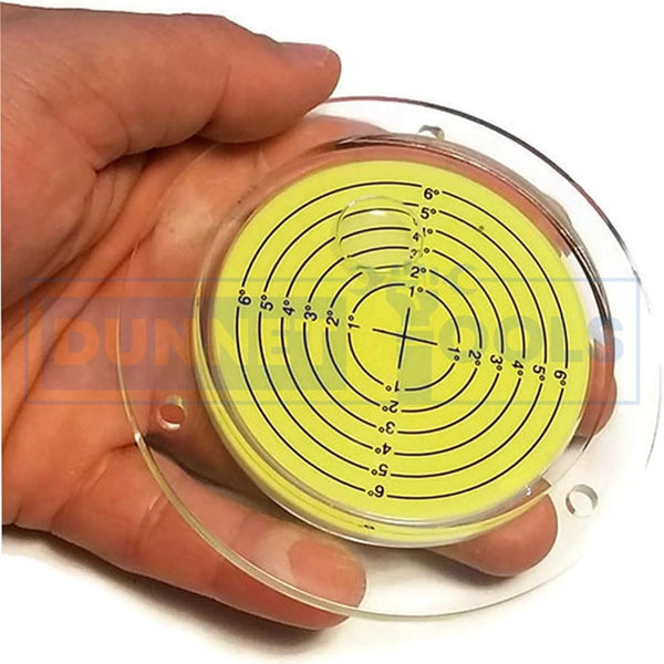 Compact bullseye level for workshop equipment.