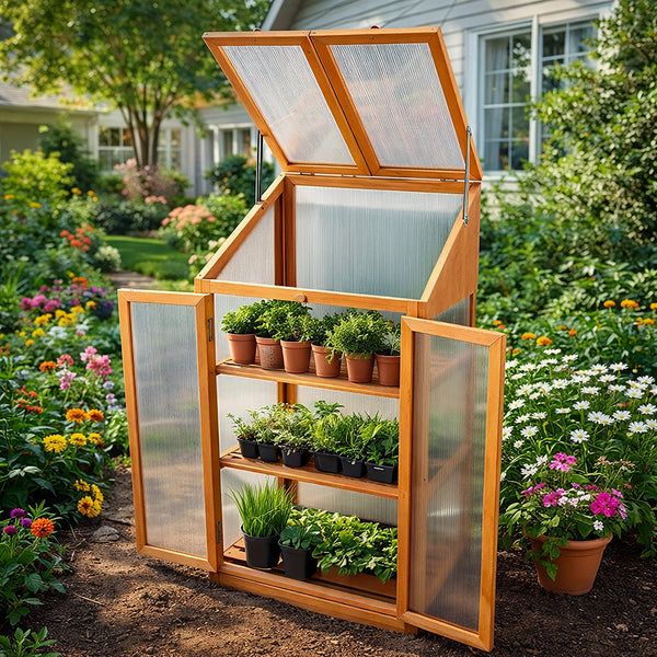 Outdoor plant house displayed on a balcony
