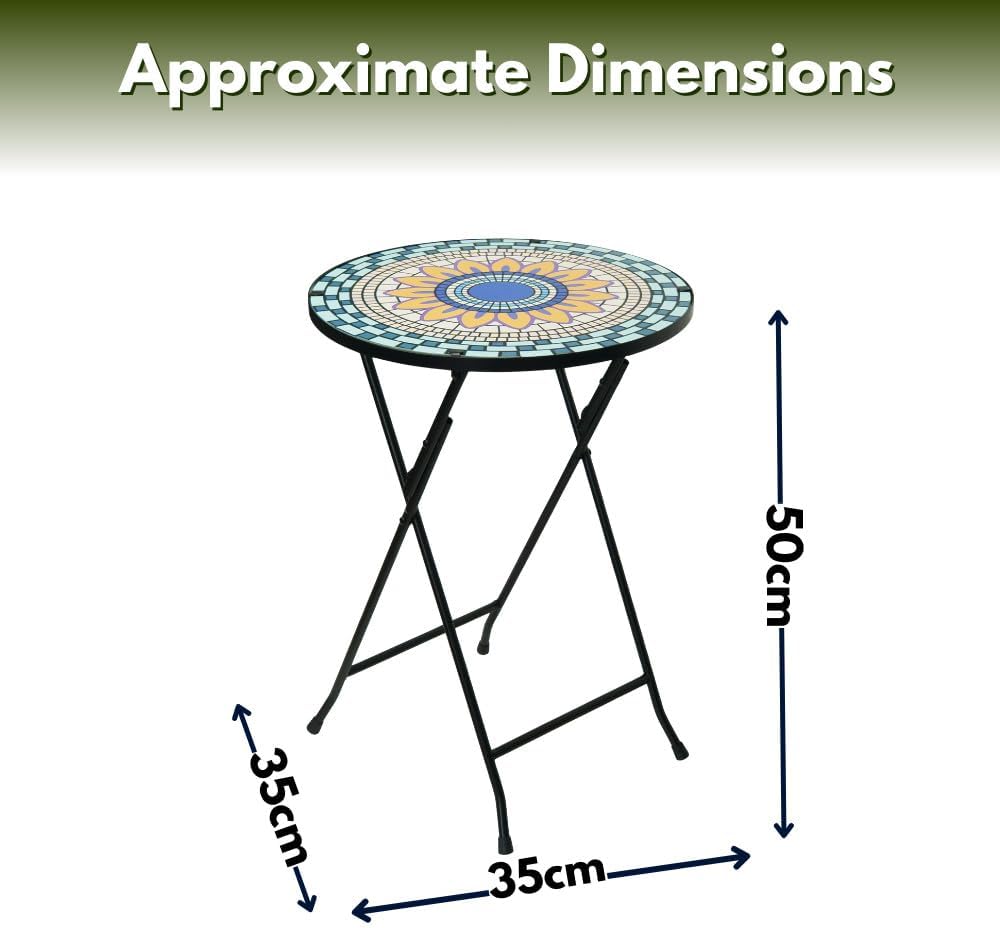 Folding mosaic glass bistro table for patio