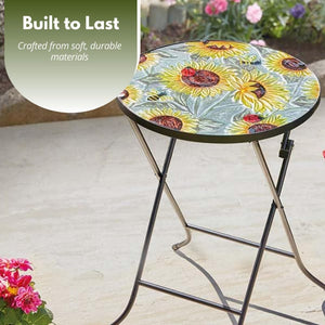 Sunflower themed glass table with durable iron frame