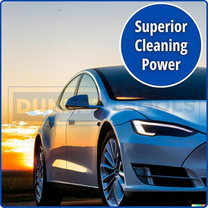 Car with 'Superior Cleaning Power' text and Dunlop logo