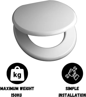 Soft close bathroom toilet seat in white