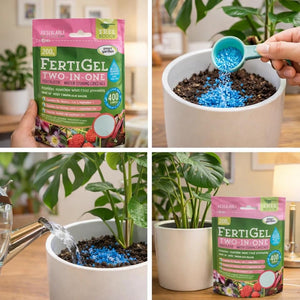 Fertiliser gel supporting root development in potted plants
