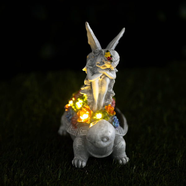 LED fairy tortoise decoration displayed in garden