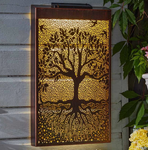 Solar LED Tree of Life garden wall panel decoration