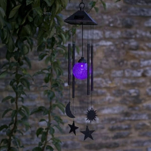 Celestial metal wind chime with black nickel finish