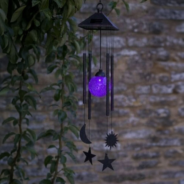 Celestial metal wind chime with black nickel finish