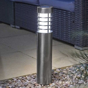 Solar bollard stake light with stainless steel finish