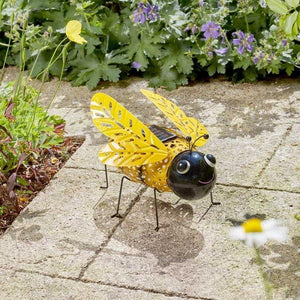 Solar bumble bee silhouette garden light ornament